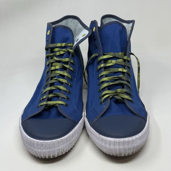 PF Flyers Center Hi Reiss Sneakers Mens 17 Blue Yellow Canvas Retro Shoes - Picture 6 of 14